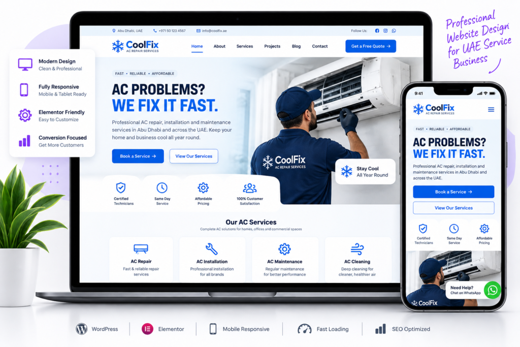 Professional WordPress website design for a UAE service business