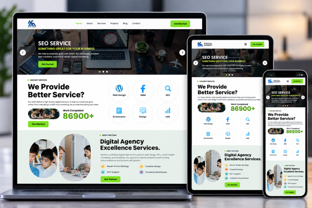 Digital agency responsive website design mockup